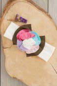 Resim Babygiz El Yapımı Yumuşak Eşsiz Aksesuarlı Doğal Pamuklu Penye Bebek Çocuk Kız Bandana Renkli Seri 