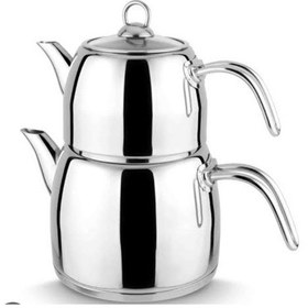 Resim Evmutfak Arov Regno Large Çaydanlık Alt Demlik 1.50 Üst Demlik 2.50 Litre Açık Bej 