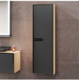 Resim Orka Craft 40 Cm Mdf Meşe-Mat Antrasit Banyo Boy Dolabı 