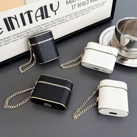 Resim bause Airpods Pro/Pro 2 ile Uyumlu İçi Silikon Deri Zincirli Lüks Kılıf - Şık ve Zarif Tasarım, Tam Koruma ve Kolay Taşıma (Bebe Mavisi) 