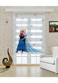 Resim Perdecizade Enxboy Elsa Anna İkilisi Dijital Baskılı Zebra Perde-cocuk Odası-stor Perde Renkli 