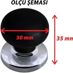 Resim Glaswen 8 Adet Petunya Kulp Siyah Polimer Düğme Kulp Krom Tablalı Mobilya Mutfak Dolabı Çekmece Kulbu Kulpları 