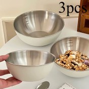 Resim 3 parça paslanmaz çelik kase seti - 1 takım, büyük, orta ve küçük boyutlar, düşmeye karşı dayanıklı ve güvenli paslanmaz çelik malzeme, temizlemesi kolay, mutfak hazırlığı ve açık hava pişirme için uygun, barbekü ve yemek yapma gereçleri 