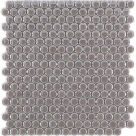 Resim MozaiKristaL Mutfak, Banyo, Havuz, Sauna, Spa ve Tüm Yüzeyler Için 20X5 mm Yuvarlak Gri Cam Mozaik. 