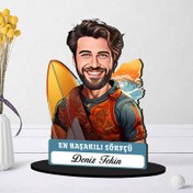 Resim Kişiye Özel Erkek Sörfçüye Hediye Karikatürlü Biblo 