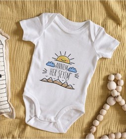Resim Bitmeyenkartus Bk Kids Annem Her Şeyim Tasarımlı Bebek Body Zıbın - Model 1 Çok Renkli 