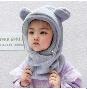 Resim Fastbuy Çocuk Rüzgar Geçirmez Maskeli Yaka Peluş Kulaklıklı Gri Maskesi Gri 