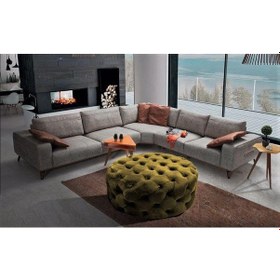 Resim Gazzini Classic Orta Puf, Yuvarlak Hardal 