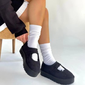 Resim Pabucmarketi Siyah Süet Kürklü Kadın Düz Bootie Çok Renkli 