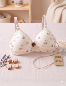 Resim Lavint Homewear Pamuklu Kız Çocuk Alıştırma Sütyeni Balensiz Çıkarılabilir Askılı Kalp Yıldız Desenli 