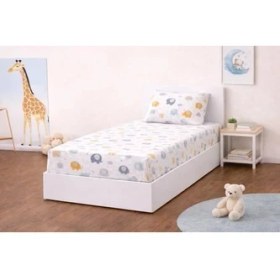 Resim Assess Store Lastikli Çarşaf Lüks%80 Pamuklu Tek Kişilik Takımı Çocuk Ayı Desen +1 Adet%80 Pamuklu Hayavan-Fil Desenli Yastık Kılıflı 