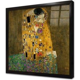 Resim Öpücük Siyah Beyaz Çerçeveli Cam Tablo 