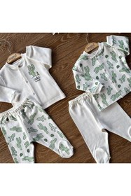 Resim PATSAN 4'lü Pamuklu Bebek Alt Üst Patikli Pijama Takım Kaktüs 