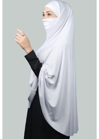 Resim Altobeh Hazır Türban Peçeli Pratik Eşarp Tesettür Nikaplı Hijab - Namaz Örtüsü Sufle (5XL) - Beyaz 