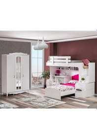 Resim Setaymobilya Ranza, Su Ranza Karyola Çalışma Masası Dolap + 2 Comfort Yatak 