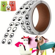 Resim 1000 Adet Siyah & Beyaz Göz Sticker Rulosu - Kendinden Yapışkanlı Etiketler DIY El İşleri, El Yapımı Projeler ve Ev Paskalya Süslemeleri İçin 