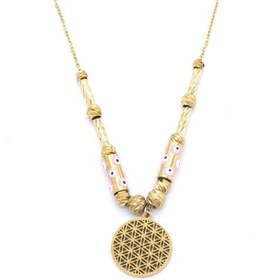 Resim FerizZ Altın Kaplama Pembe Nazar Boncuklu Yaşam Çiçeği Kolye Altın 