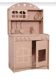 Resim Ahşap Mdf 2 Kapaklı Montessori Eğitici Oyuncak Mutfak Seti 