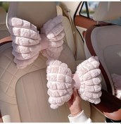 Resim Honeybeeshop Siyah Peluş Bel Destek Yastığı Kadınlar İçin Kafa Dayama Ve Bel Destekli Araba Koltuğu Seti 