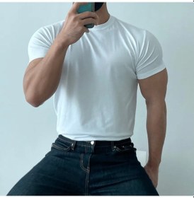 Resim Mecbear Erkek Fitness Yazlık Kısa Kollu Pamuk Tişört - Nefes Alabilen Spor Teebej Bej 