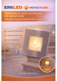 Resim Sensörlü Ledli Koridor Ve Merdiven Led Spot Kare Günışığı Gün Işığı 