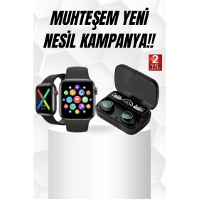 Resim Marsilyan Kaliteli Akıllı Saat ve Kaliteli Bluetooth Kulaklık Anc Özelliği Uzun Pil Ömrü 