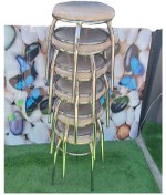 Resim 6'lı Tabure Krom Ayaklı Krem 