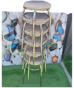 Resim 6'lı Tabure Krom Ayaklı Krem 