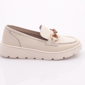 Resim Dgn 25215 Kadin Aksesuarli Loafer Ayakkabi Krem 