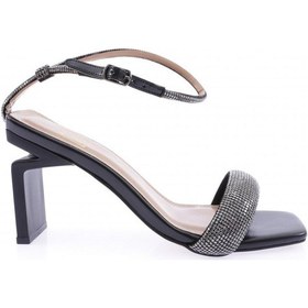 Resim Dgn K9016 Kadin Silver Taş Bantli Bilekten Bağlamali Topuklu Sandalet K9016-1748-R1534 Siyah 