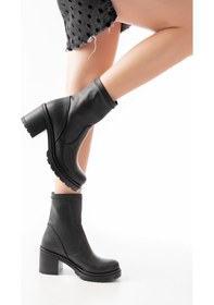 Resim 767-3040 Siyah Günlük Kalın Topuklu Kadın Bot Acı Kahverengi 