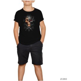 Resim Skull Robotic Siyah Çocuk Tişört Siyah 