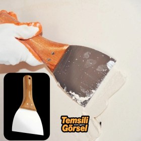 Resim Badem10 Ahşap Saplı Yay Çeliği Metal Macun Spatula Boya Sıva Kazıma Harç Karıştırma Ispatulası 12 cm 1 Adet 