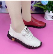Resim Siyah Kadın Ayakkabı Platformu Loafer'lar Bağcıklı Deri Düz Slip-on Yeni Bahar Rahat Anne Ayakkabısı Siyah 