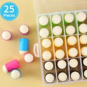 Resim 25'li Sünger Boya Fırçası ve Saklama Kutusu - Damgalama, Mürekkep Karıştırma, Sanatsal Araç için Parmak Boyama Sünger Boya Fırçaları, Dayanıklı Plastik, Çeşitli Renkler 