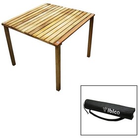 Resim Ahşap Katlanabilir Kamp Masası Vidalı Ayaklı - Bez Çantalı 60x60x 