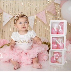 Resim Şeffaf Kutu One Yazılı Harf Beyaz 25 Cm 