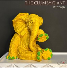 Resim El Yapımı Sarı Fil Heykeli Yeşil Detaylarla Eşsiz Ev Dekoru 