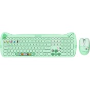 Resim Everest KM-6283 Catty Renkli Tuşlu Yeşil 2.4 Ghz + Bt Kablosuz Q Multimedia Klavye + Mouse + Pad Set 