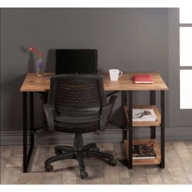 Resim FİLE EV Metal Çalışma Masası Laptop Bilgisayar Masası 2 Raflı Ofis Çalışma Masası 