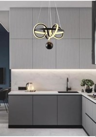 Resim TT AYDINLATMA Tt003tpl-sy Sarmal Modeli Mat Siyah (Beyaz Işık) Mermer Desen Toplu Led Avize Siyah 