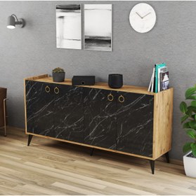 Resim FERNISO Elit Konsol 165 Cm Mermer Yemek Odası Salon Ünite 