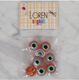 Resim Loren Crafts Turuncu 8 Li Nazar Boncuğu Düğme - 16 