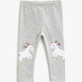 Resim Kız Bebek Unicorn Baskılı Beli Lastikli Tayt 