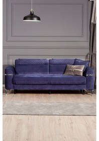 Resim Modalife Veyron Üçlü Kanepe Yataklı Lacivert 
