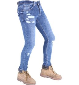 Resim Erkek Mavi Dar Paça Denim Açık Mavi 