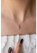 Resim Damla Elmas Model Gümüş Kolye-Rose 