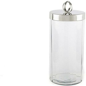 Resim Gümüş Kapaklı Cam Kavanoz 13x26cm Gümüş 