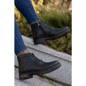 Resim Daxtors D0504 Siyah Kışlık Kar Botu Kürklü Malzeme ile Soğuğa Dayanıklı Platform Topuk 