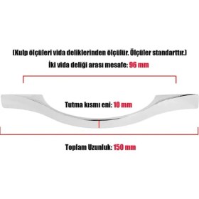 Resim Eko Sülün Çekmece Dolap Kapak Kulpu Kulbu 96 mm Parlak Metal Kulp (6 Adet) 